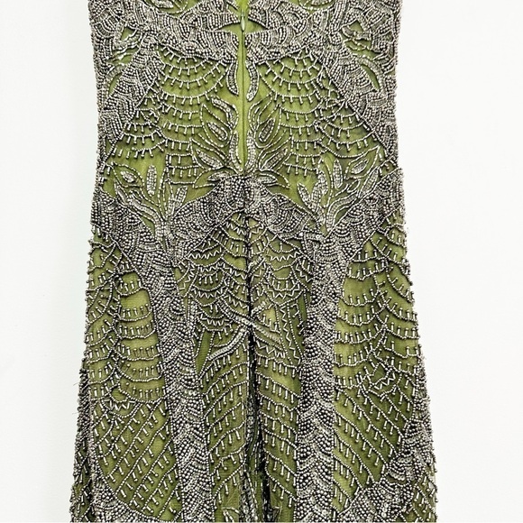 Theia Cocktail Fully Embellished Sequin Dress in Green Size 0 - Picture 10 of 16